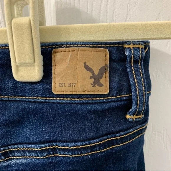 AMERICAN EAGLE High Rise Super Stretchy Skinny Jeans Jeggings Dark Wash - Picture 10 of 11